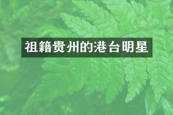 祖籍贵州的港台明星