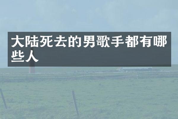 大去的男歌手都有哪些人