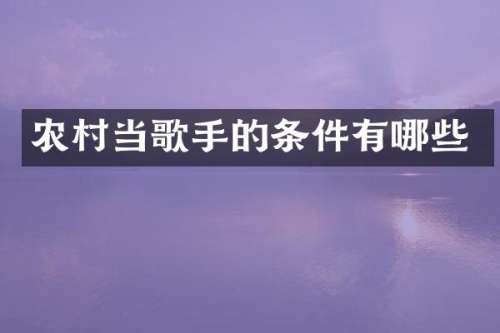 农村当歌手的条件有哪些