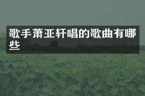 歌手萧亚轩唱的歌曲有哪些