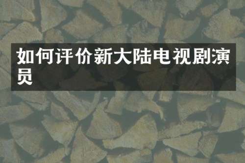 如何评价新大陆电视剧演员
