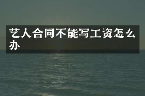 艺人合同不能写工资怎么办