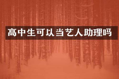 高中生可以当艺人助理吗
