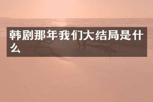 韩剧那年我们大结局是什么
