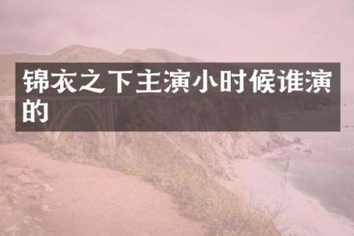 锦衣之下主演小时候谁演的