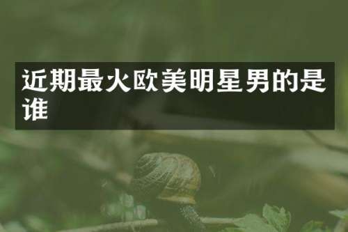 近期最火欧美明星男的是谁