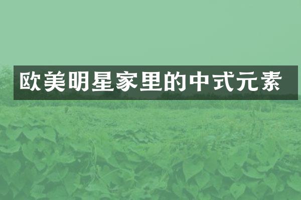 欧美明星家里的中式元素