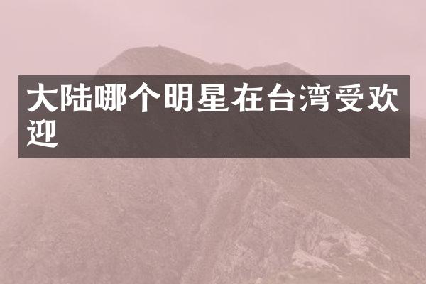 大陆哪个明星在台湾受欢迎