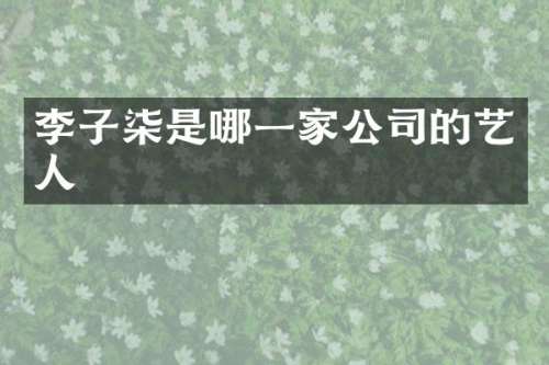 李子柒是哪一家公司的艺人
