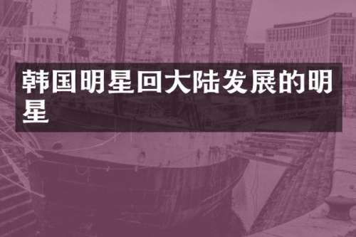 韩国明星回大陆发展的明星