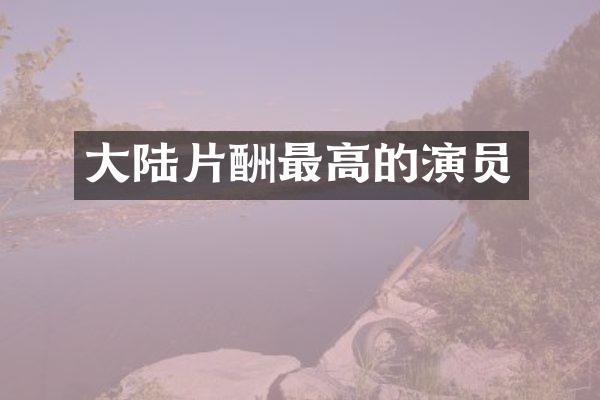 大陆片酬最高的演员