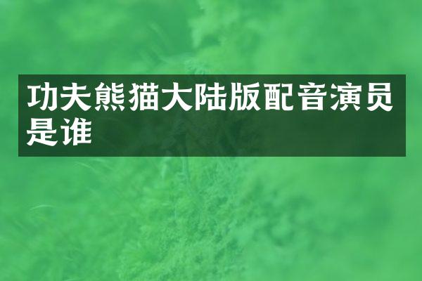 功夫熊猫大陆版配音演员是谁