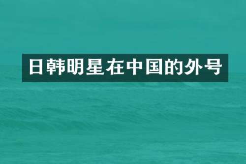 日韩明星在中国的外号
