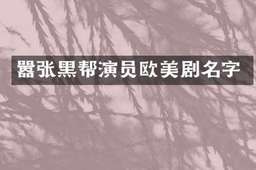嚣张黑帮演员欧美剧名字