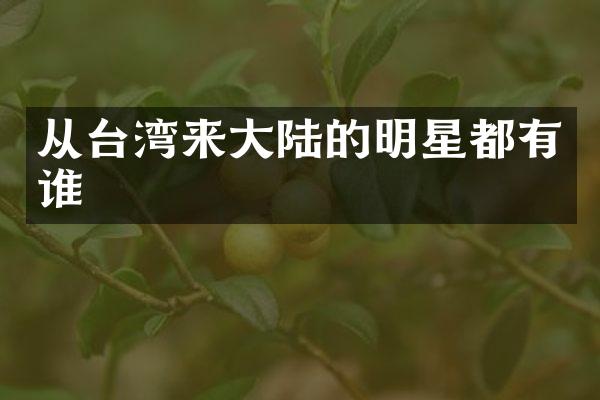 从台湾来大陆的明星都有谁