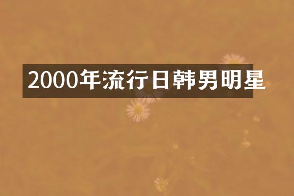 2000年流行日韩男明星