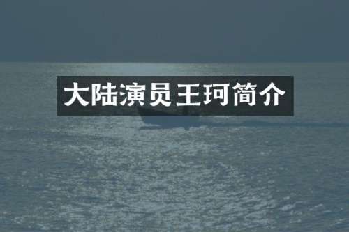 大陆演员王珂简介