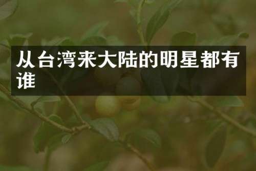 从台湾来大陆的明星都有谁