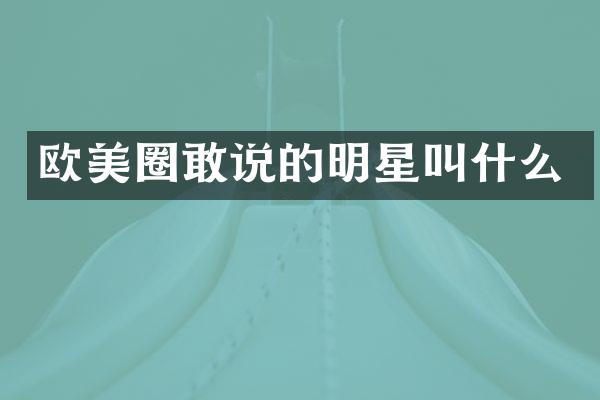 欧美圈敢说的明星叫什么