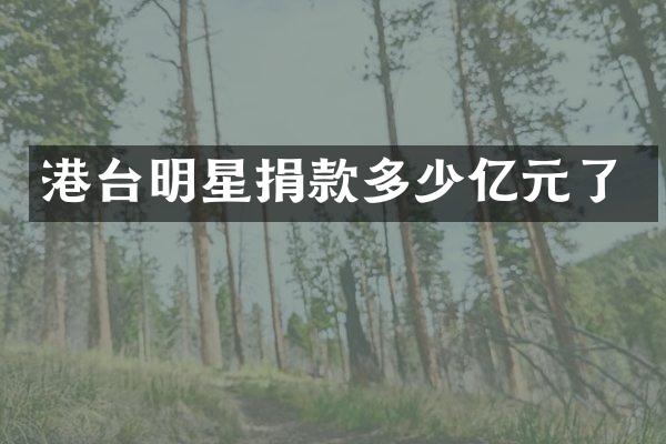 港台明星捐款多少亿元了