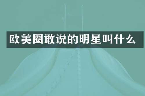 欧美圈敢说的明星叫什么