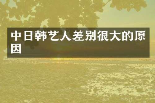 中日韩艺人差别很大的原因