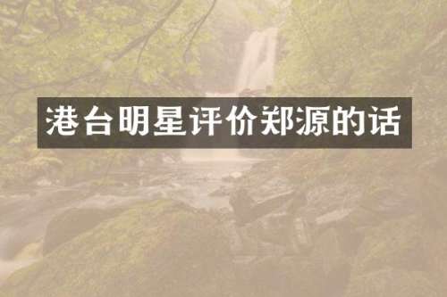 港台明星评价郑源的话