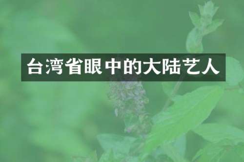 台湾省眼中的大陆艺人