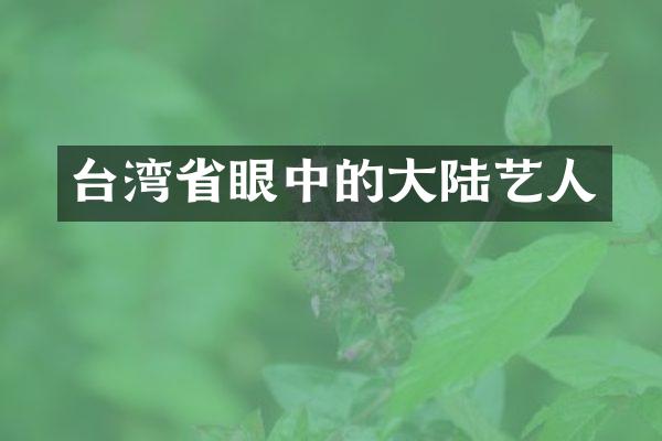 台湾省眼中的大陆艺人