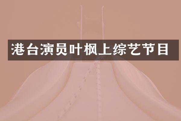 港台演员叶枫上综艺节目