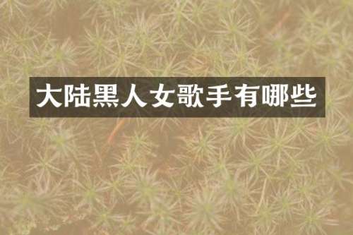 大陆黑人女歌手有哪些