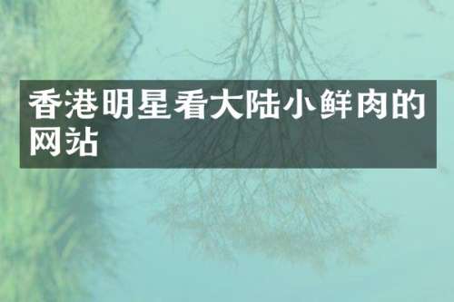 香港明星看大陆小鲜肉的网站