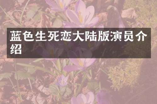 蓝色生死恋大陆版演员介绍