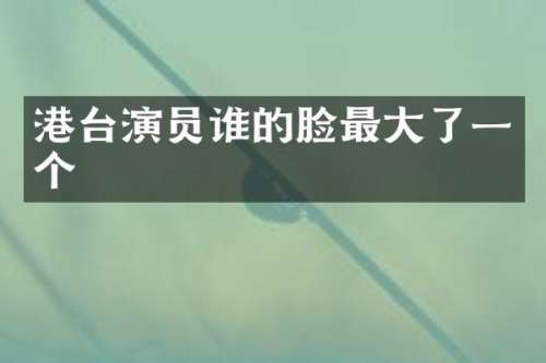 港台演员谁的脸最大了一个