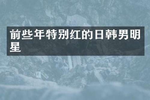 前些年特别红的日韩男明星