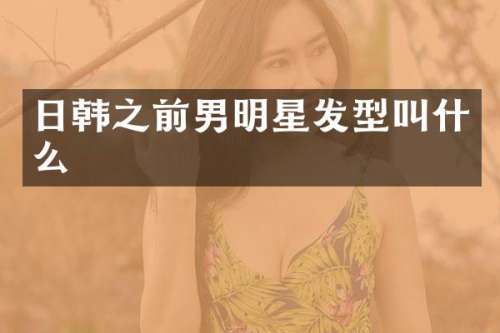 日韩之前男明星发型叫什么