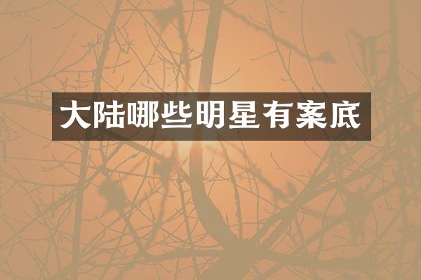 大陆哪些明星有案底