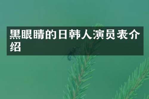 黑眼睛的日韩人演员表介绍
