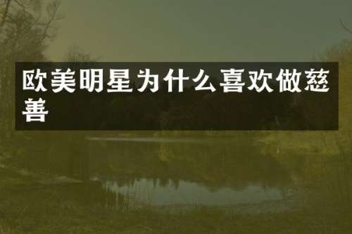 欧美明星为什么喜欢做慈善