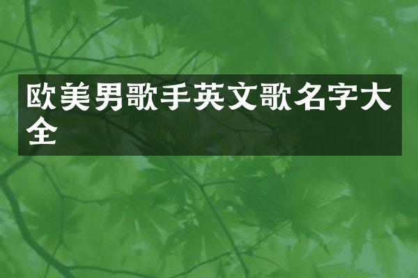 欧美男歌手英文歌名字大全