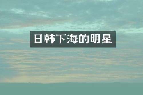 日韩下海的明星