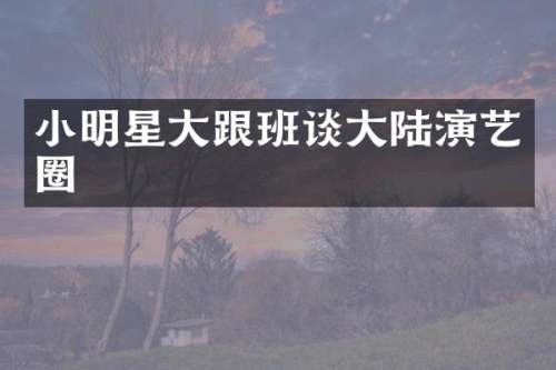 小明星大跟班谈大陆演艺圈