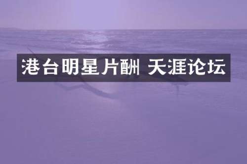 港台明星片酬 天涯论坛