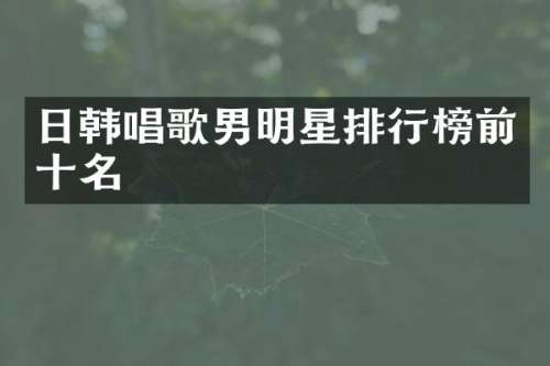 日韩唱歌男明星排行榜前十名