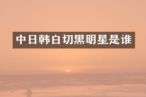 中日韩白切黑明星是谁
