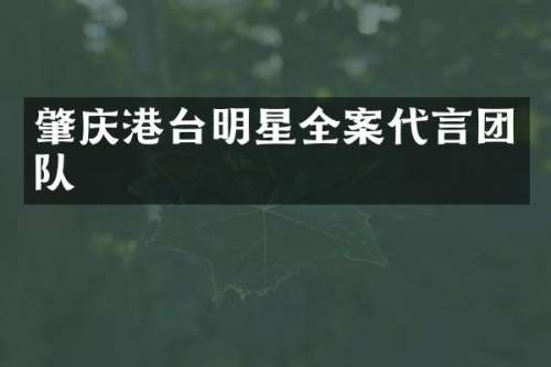 肇庆港台明星全案代言团队