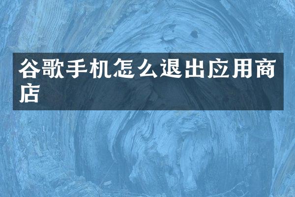 谷歌手机怎么退出应用商店