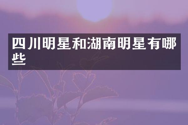 四川明星和湖南明星有哪些