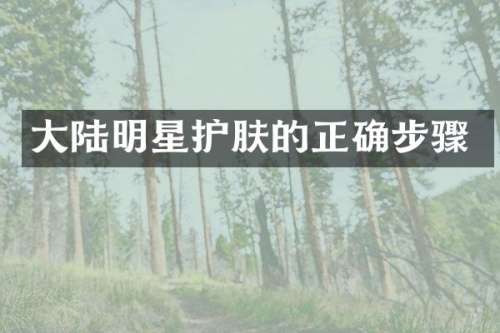 大陆明星护肤的正确步骤