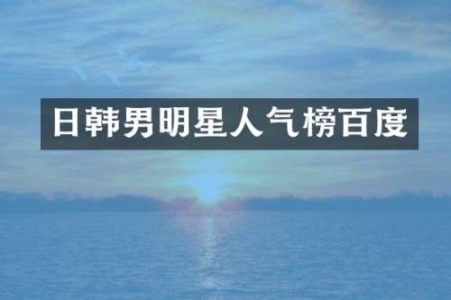 日韩男明星人气榜百度